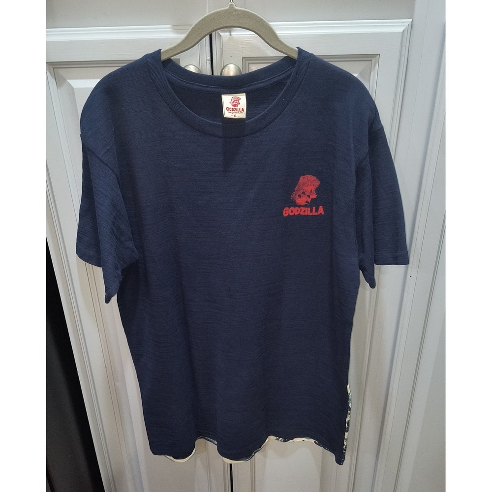 Godzilla Great Wave Hokusai Graphic T-Shirt Navy Blue XL Toho Co Ltd Kaiju